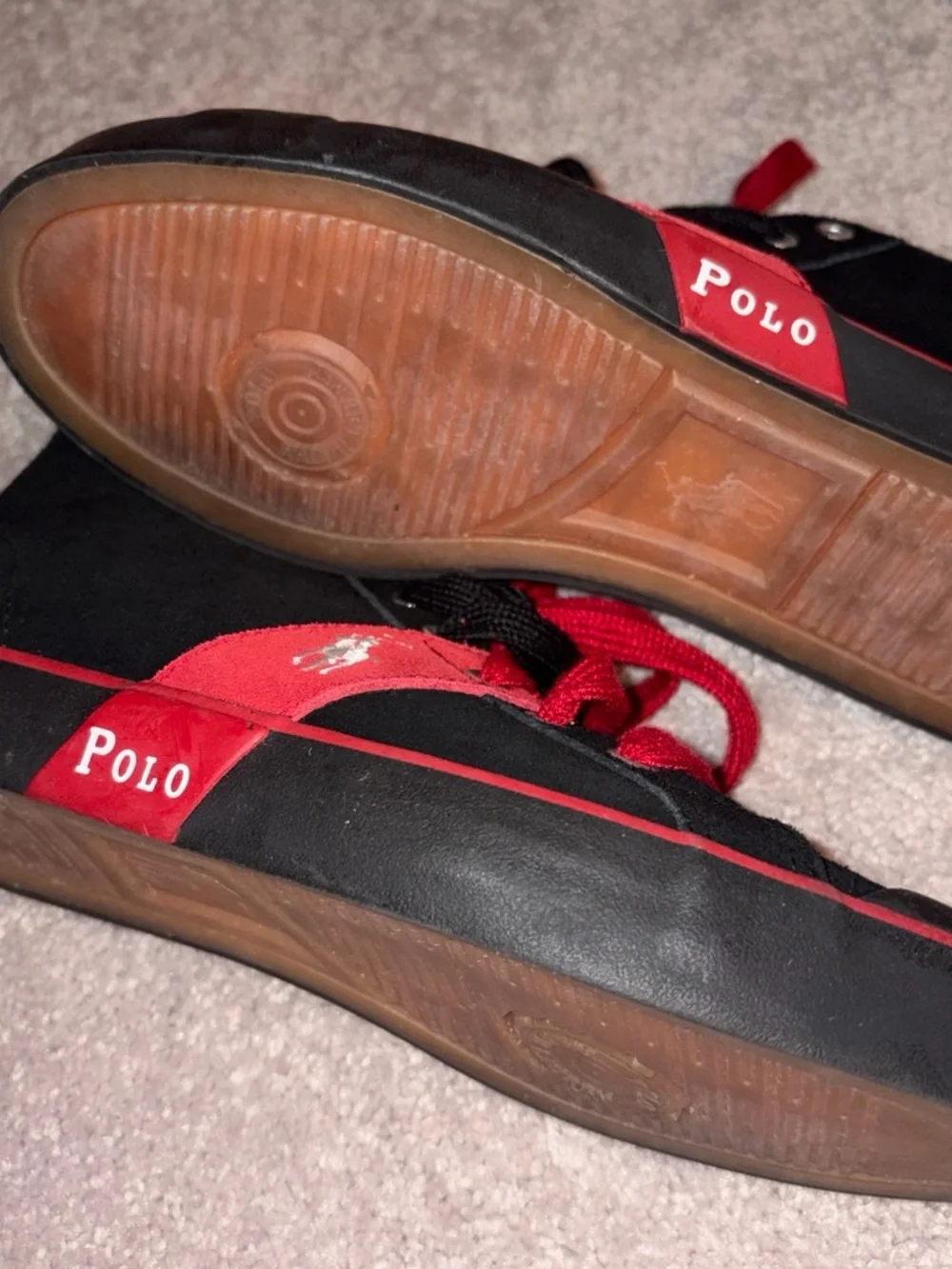 Polo by Ralph Lauren Black and Red Mid-Top Sneakers